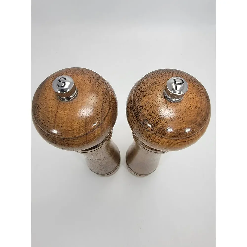 Powstro 2PCS Pepper Grinder 8 Inch Pepper Mill Oak Wood Salt Ceramic Adjustable